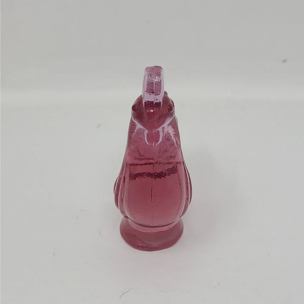 Vintage Fenton Glass Pink Rooster Figurine 3” Art Glass Animal